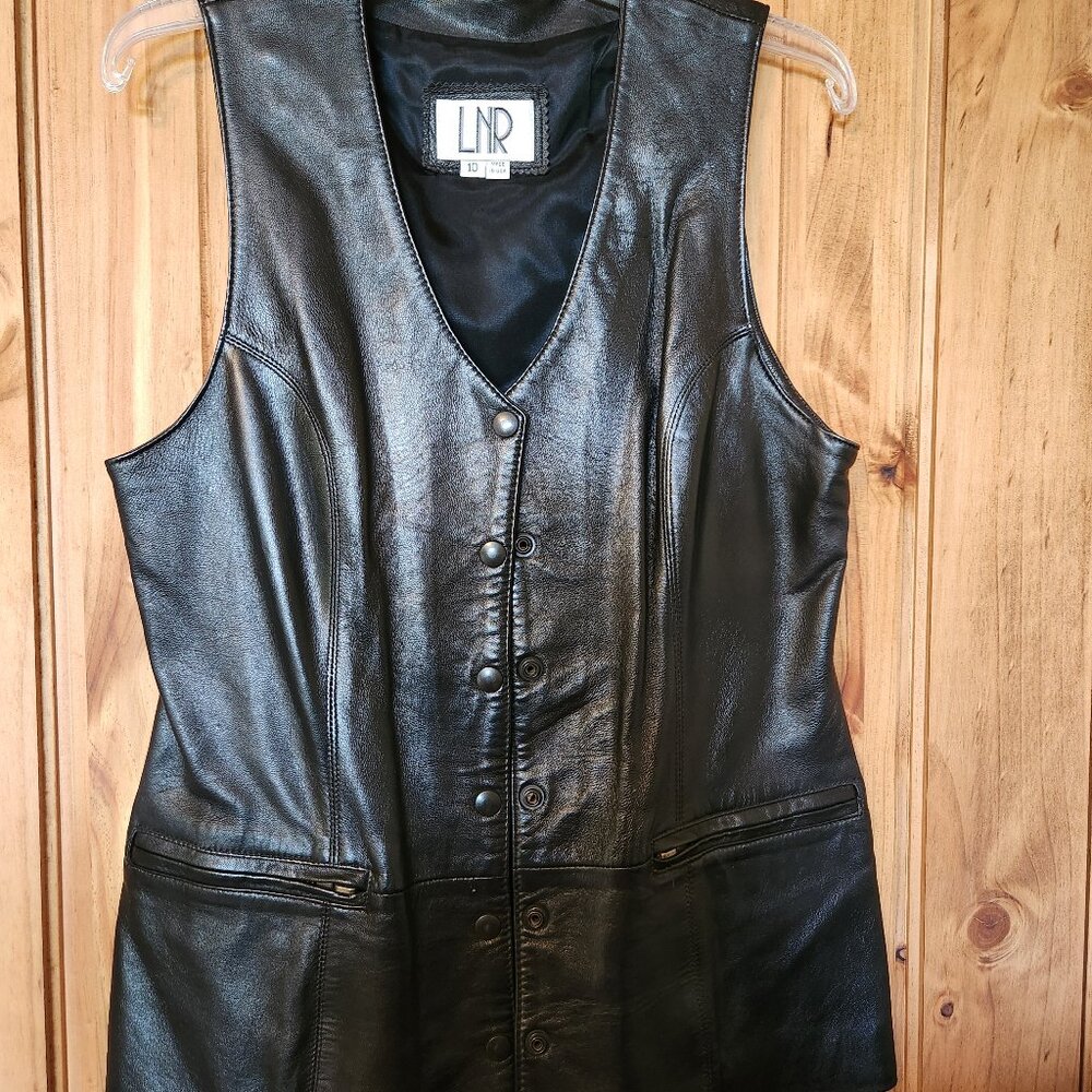 Black Leather Vest, Size 10